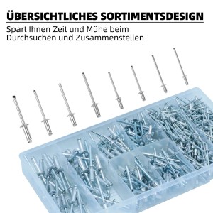 CCLIFE 420tlg Alu Blindnieten Sortiment Popnieten Set 2,4 3,2 4 4,8