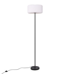 NETTLIFE Vintage-Stehlampe mit schwarzem Metallgestell und weißem Origami-Papierschirm. Ideal für Wohnzimmer.