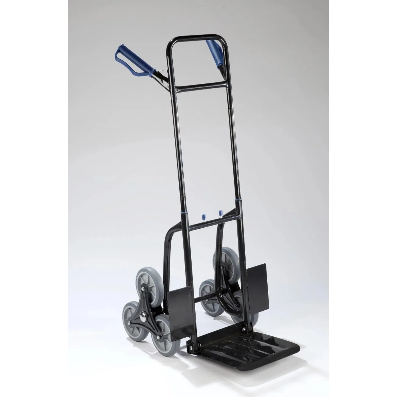 Westfalia Treppen-Sackkarre, klappbar, 120 kg Tragkraft, Metall schwarz, mit Dreisterne-Rädern.