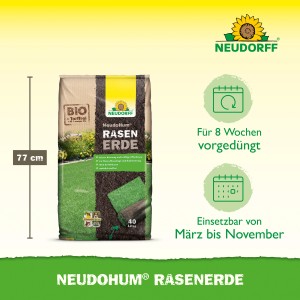 Sack Neudorff NeudoHum Rasenerde, 40 l, torffreie Bio-Erde für Rasenflächen.