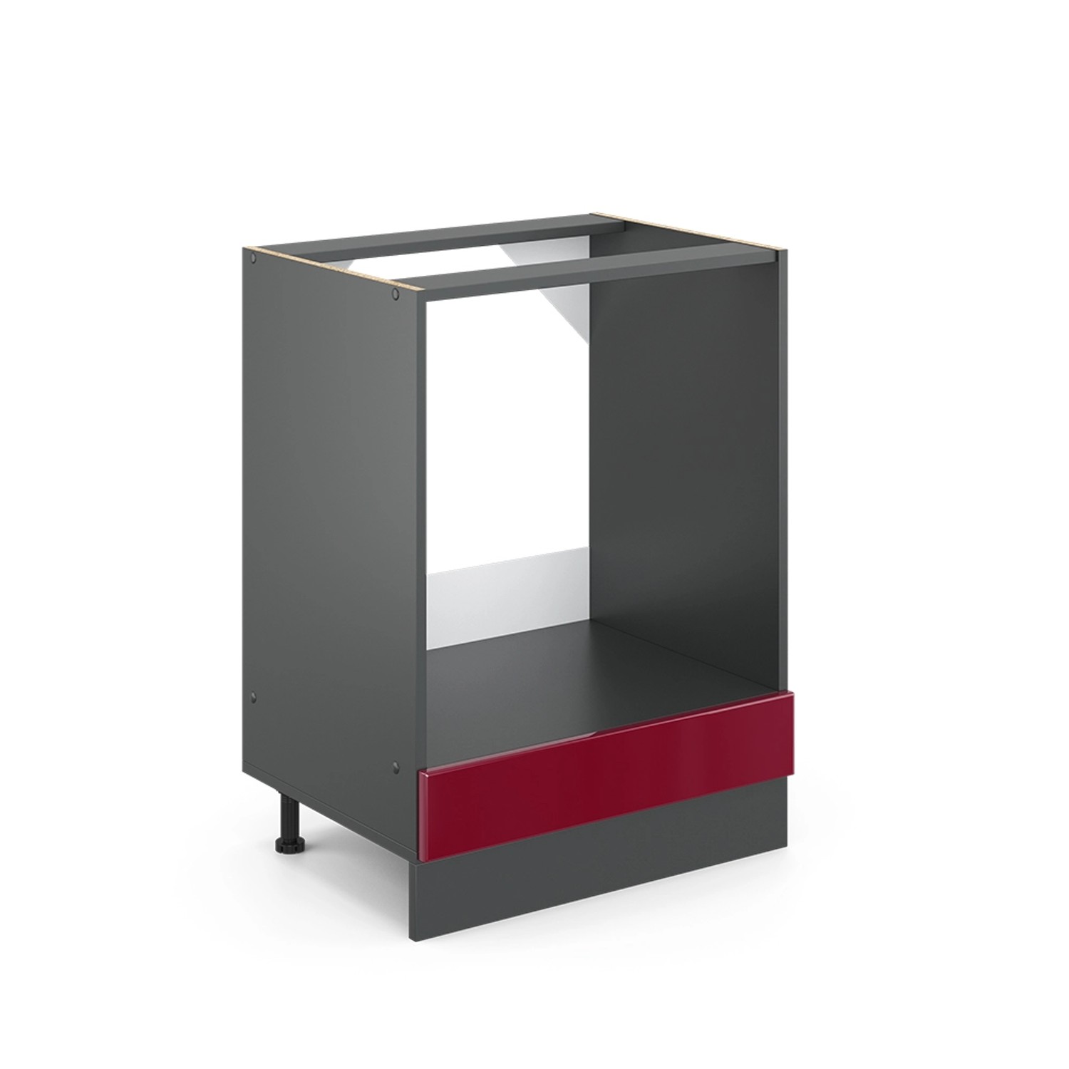 Vicco Herdumbauschrank R-Line Bordeaux Hochglanz/Anthrazit 60 cm ohne Arbeitsplatte