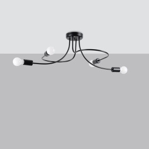 Schwarzer Sollux Lighting Kronleuchter Levar mit vier Leuchten für Lampen & Leuchten.