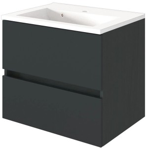 Held Möbel Einzelwaschtisch Verona, 60 cm, Grau Matt, mit zwei Schubladen und Softclose.
