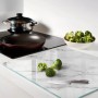 Tulup Herdabdeckplatte aus Glas mit Marmor-Design, als Schneidebrett und Spritzschutz verwendbar.