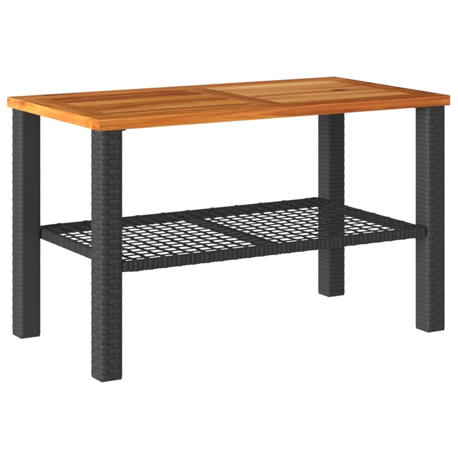 vidaXL Gartentisch Schwarz 70x38x42 cm Poly Rattan Akazienholz 366270