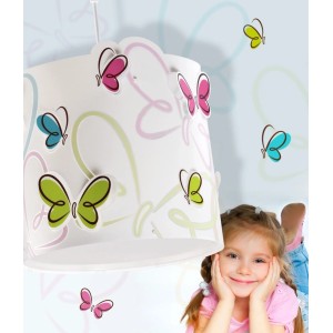 Dalber KinderDeckenlampe Schmetterlinge mit bunten Schmetterlingen im Kinderzimmer.