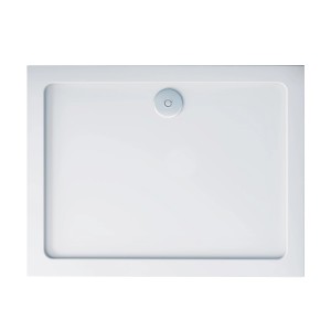 Rechteckige, weiße AICA Duschwanne 90x80 cm aus Kunststein mit Acrylbeschichtung.