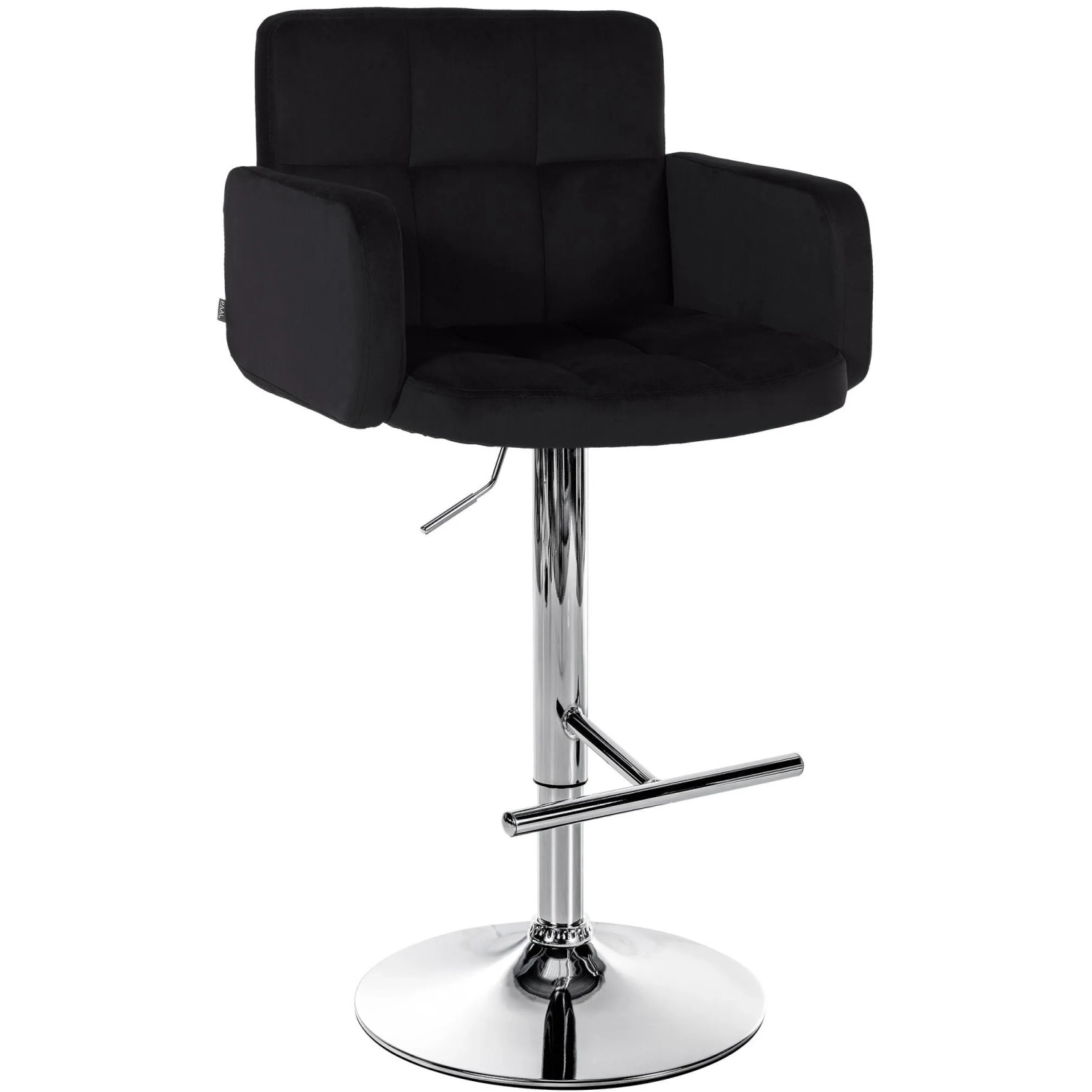 DELUKE Barhocker SUTUN Samt Schwarz 60x56x93cm Silber Barstuhl Mit Lehne Drehbar Tresenhocker Tresenstuhl