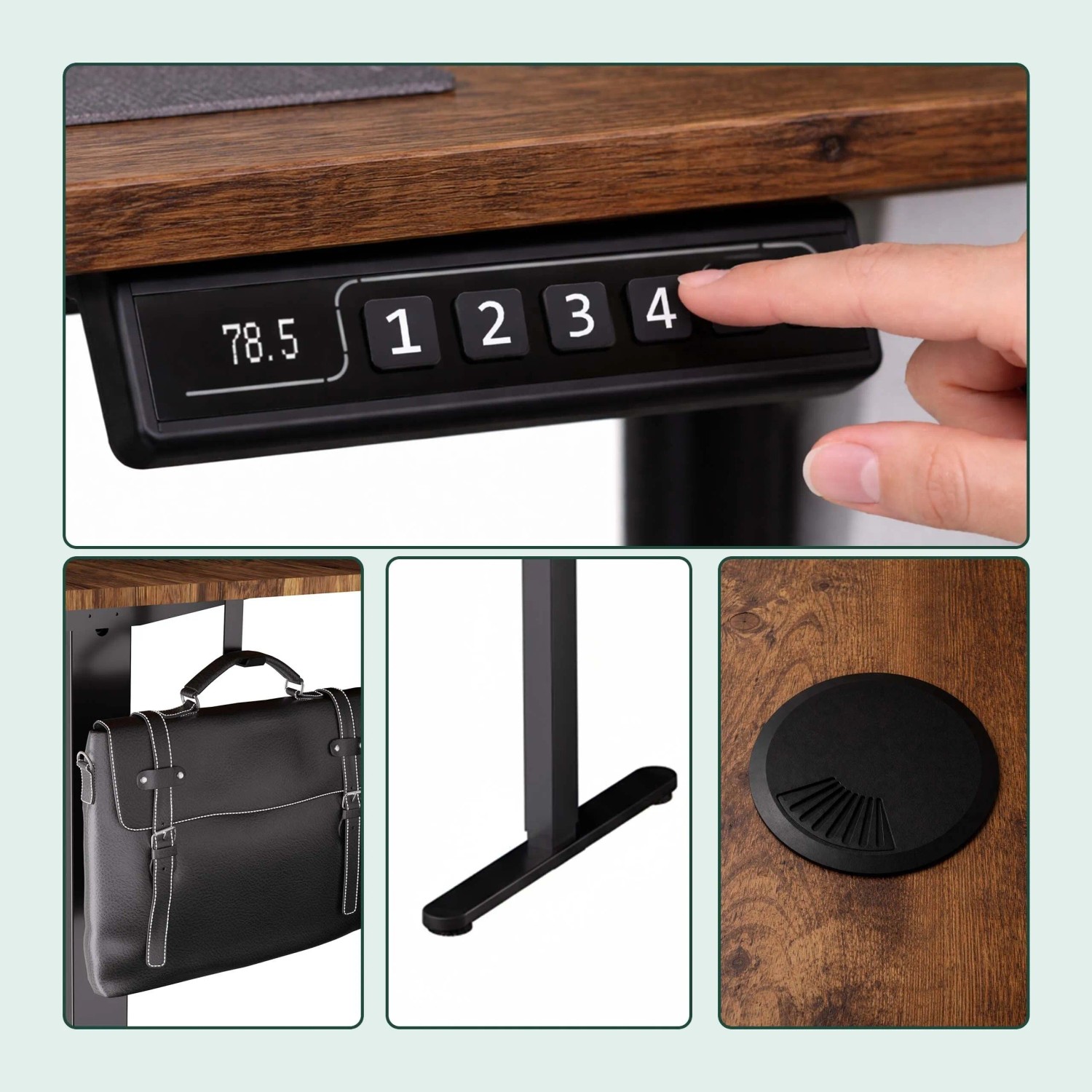 Relaxdays Schreibtisch Stahl Schwarz Höhenverstellbar Mit LED Display 140 cm x 60 cm_5