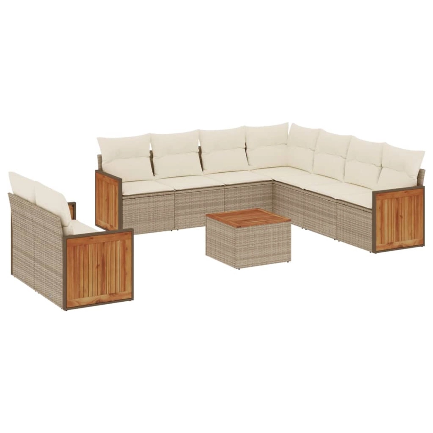 vidaXL 10-Tlg Garten-Sofagarnitur mit Kissen Beige Poly Rattan 3227787 günstig online kaufen