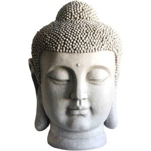 Deko-Figur Buddha Kopf, 70 cm, aus Polyresin für den Garten.