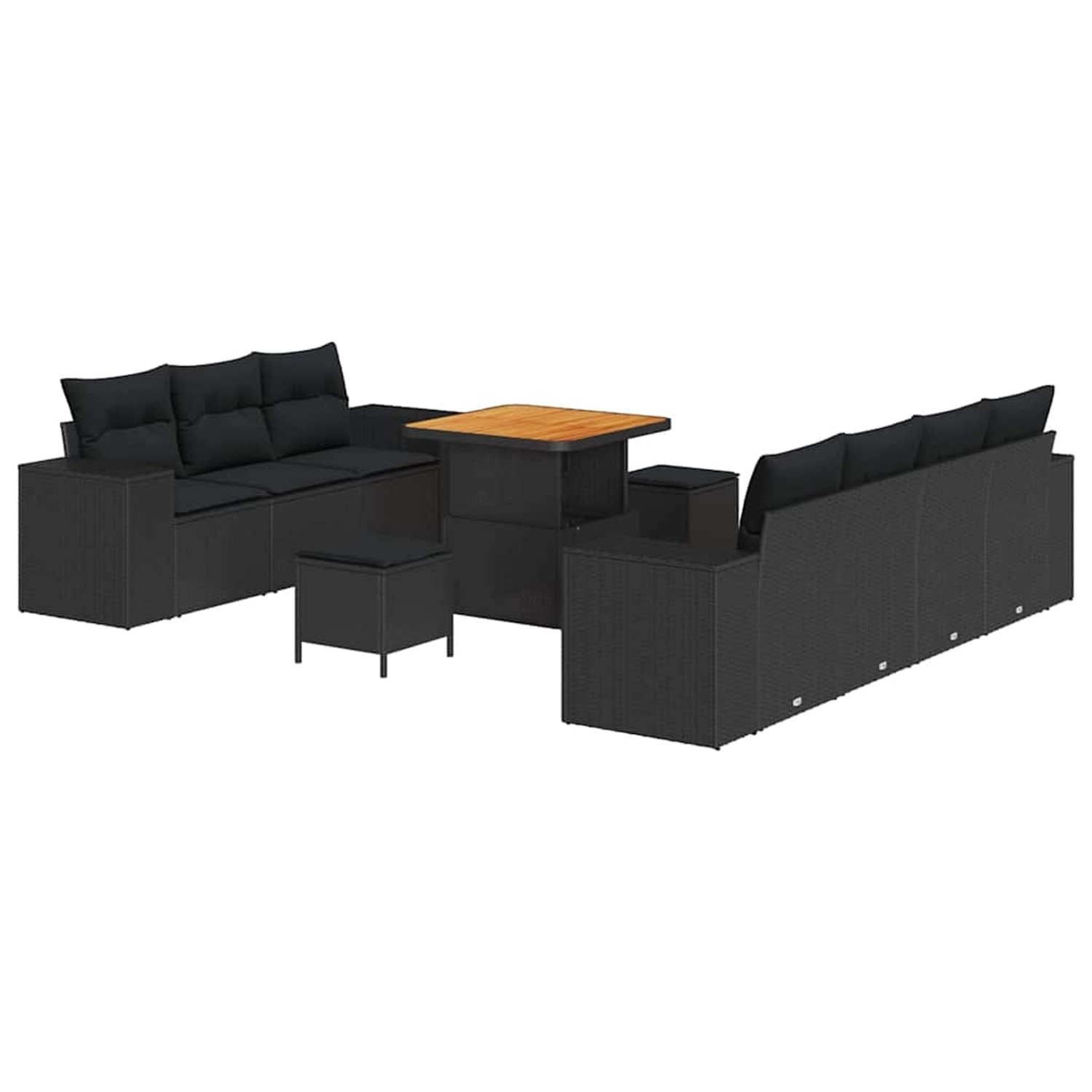 vidaXL Garten-Sofa-Set 10-Tlg Schwarz Poly Rattan 3361964 günstig online kaufen