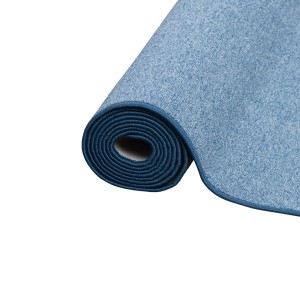 Gerollter, blauer Snapstyle Teppichläufer Strong, 100x400cm. Feinschlingen Velour, robust und pflegeleicht.