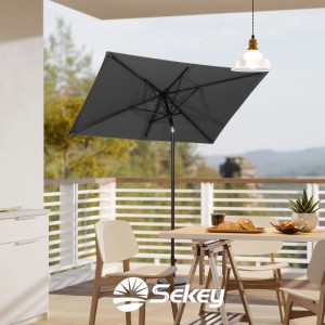Sekey Sonnenschirm 180 x 125 cm Balkonschirm Rechteckig Terasseschirm mit Schutzhülle
