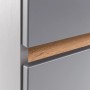 Detailaufnahme: Held Möbel Waschtisch-Set Trient, graue Fronten mit Griffen in Wotaneiche Optik.