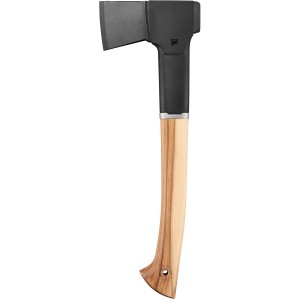Fiskars Axt Norden N10 mit Hickory-Holz Griff und schwarzem Axtkopf.