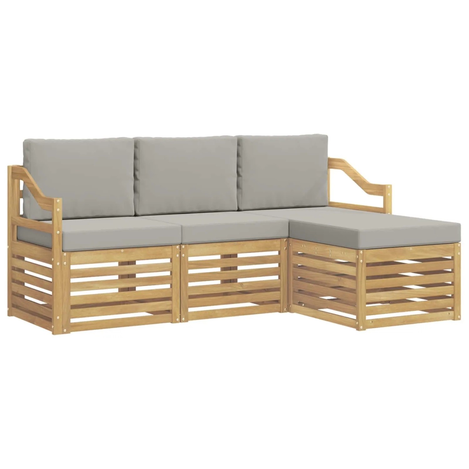vidaXL Outdoor-Sofagarnitur 4 Stk Weiß und Hellgrau 3391651