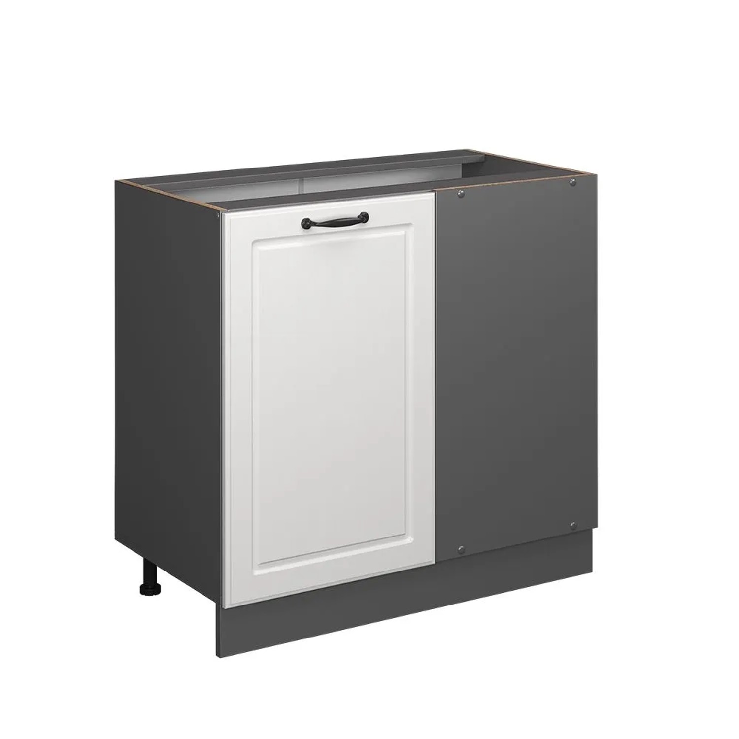 Vicco Eckunterschrank R-Line Weiß Landhaus Anthrazit 86 cm ohne Arbeitsplatte