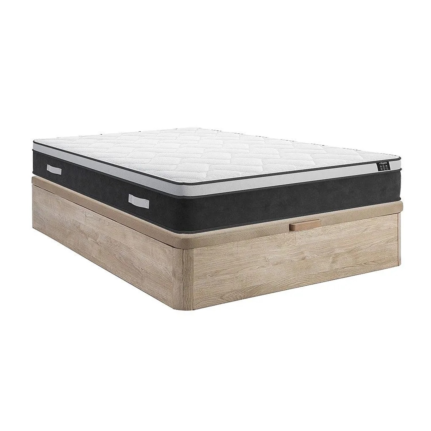 Vente-unique Matratze Und Bettgestell Mit Lattenrost Und Bettkasten Astria Naturfarben Hell 200 cm