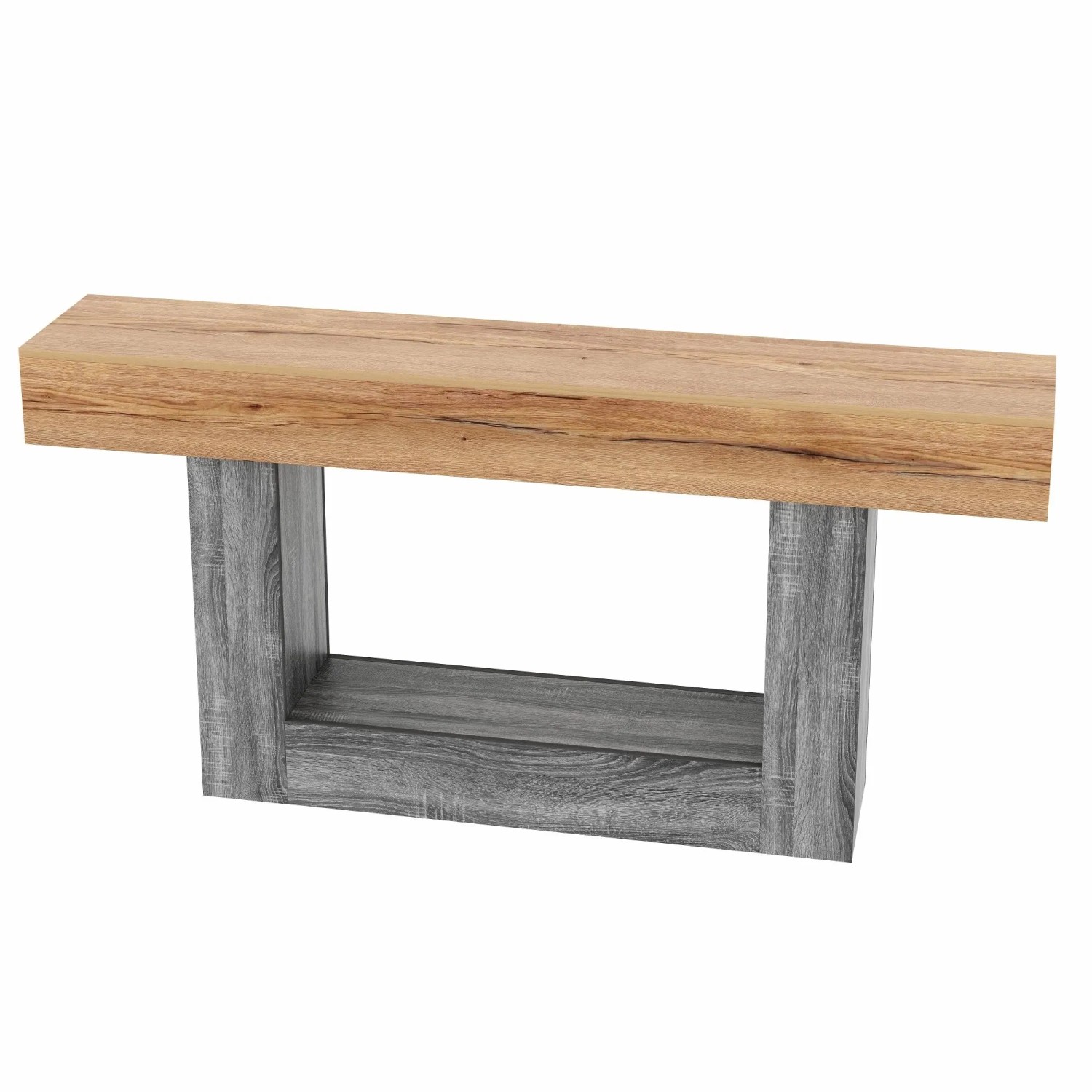 okwish Konsolentisch Zweifarbig Holzoptik Ablagefach Dicke Tischplatte 160x30x82.5cm Natur