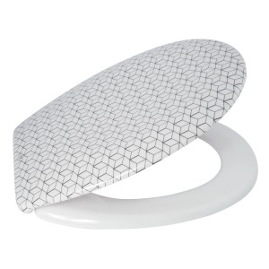 MSV WC-Sitz Mosaik Beige mit Absenkautomatik, Duroplast, 45,5x37x5cm.