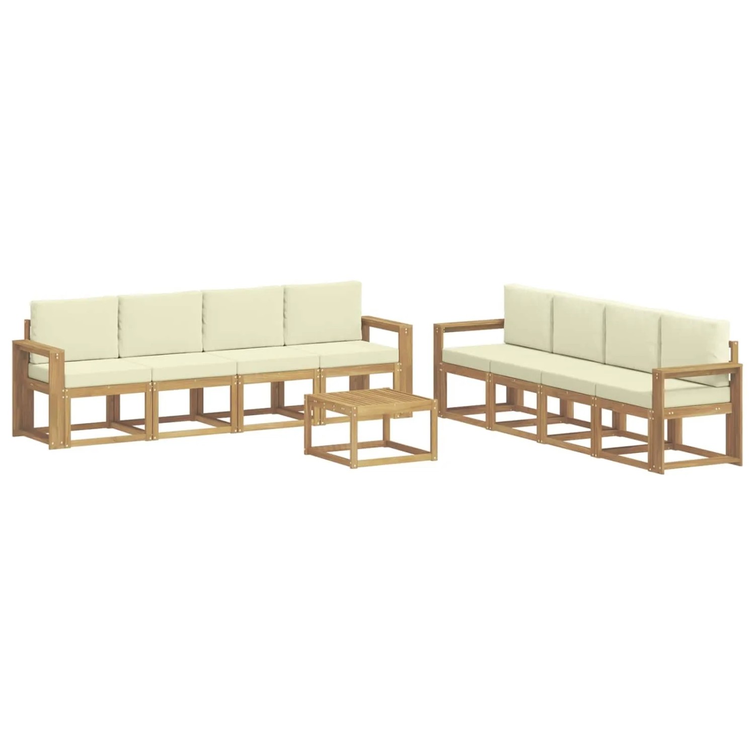 vidaXL Outdoor-Sofagarnitur mit Kissen 9-Tlg Weiß und Creme 3387424