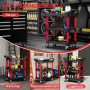 HOMCOM Werkstattwagen mit 3 Ablagen, rot/schwarz, für Garage, Werkstatt & Lager.