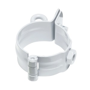 Weiße Inefa Rohrschelle DN 50 aus Stahl zur Befestigung von Fallrohren.