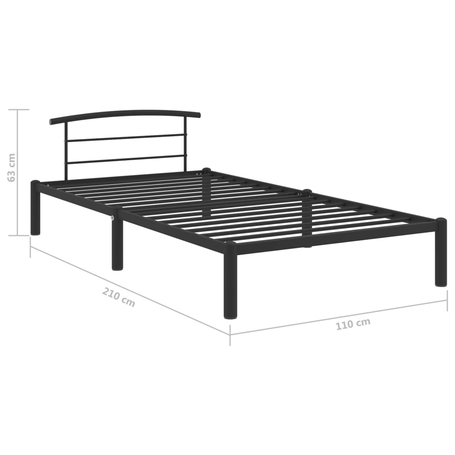 Schwarzes Metallbettgestell 100x200 cm von vidaXL für Schlafzimmer.