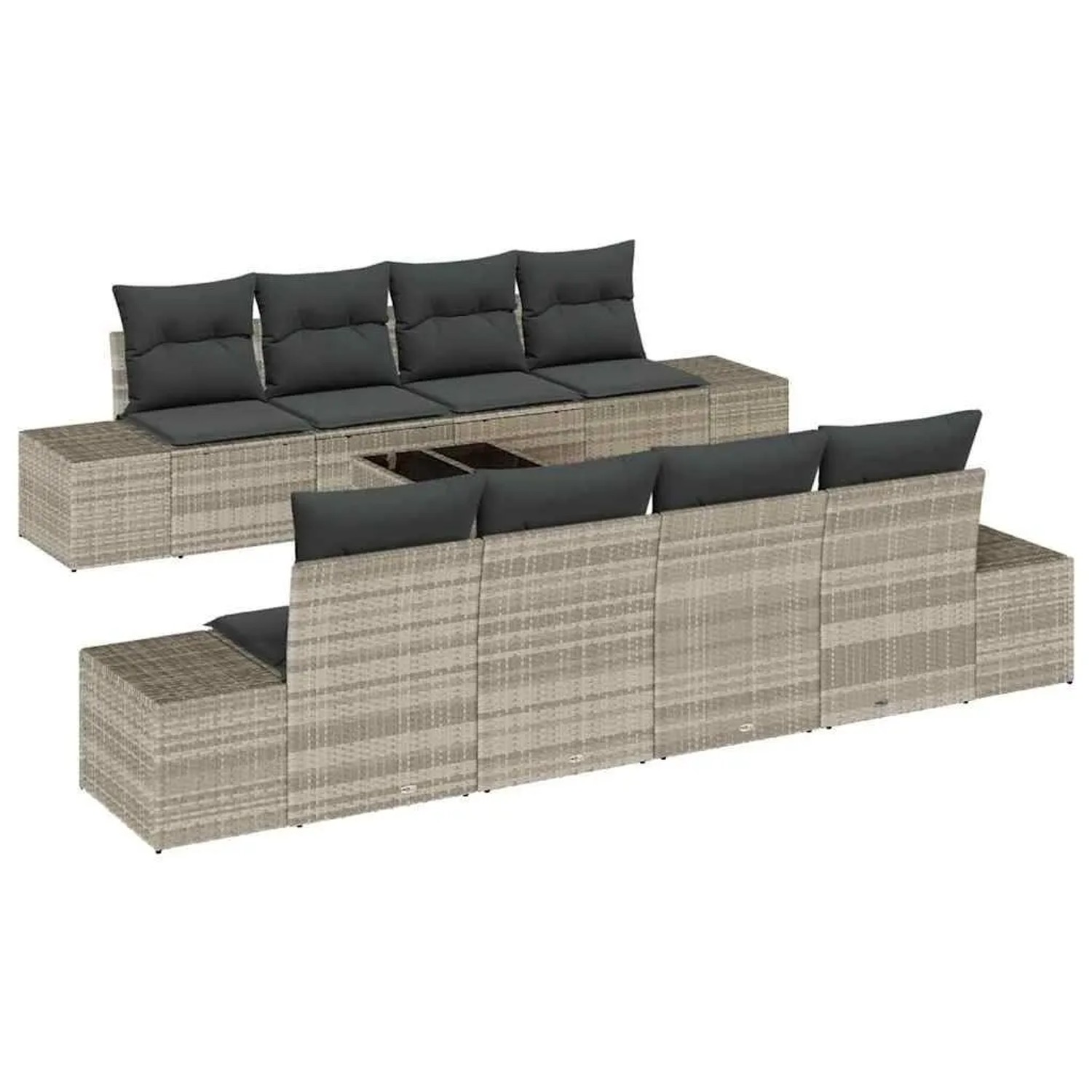 vidaXL Sofa Set mit Kissen 7-Tlg Hellgrau Poly-Rattan 3346992 günstig online kaufen