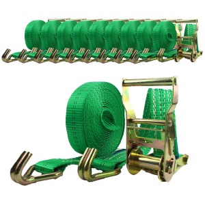 10 grüne TRUTZHOLM Ratschen Spanngurte, 6m lang, 2t Zugkraft, mit Ratsche und Haken.