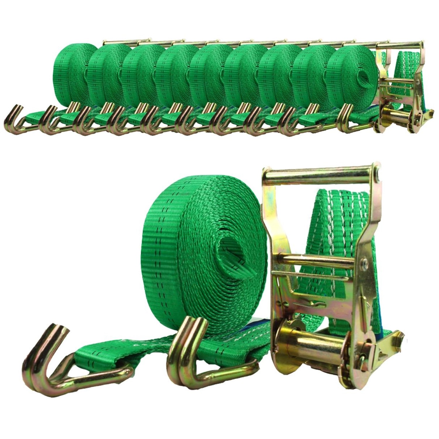 TRUTZHOLM 10x Profi Ratschen Spanngurt 2 Teilig 6m 2t 2000 kg TÜV GS Grün