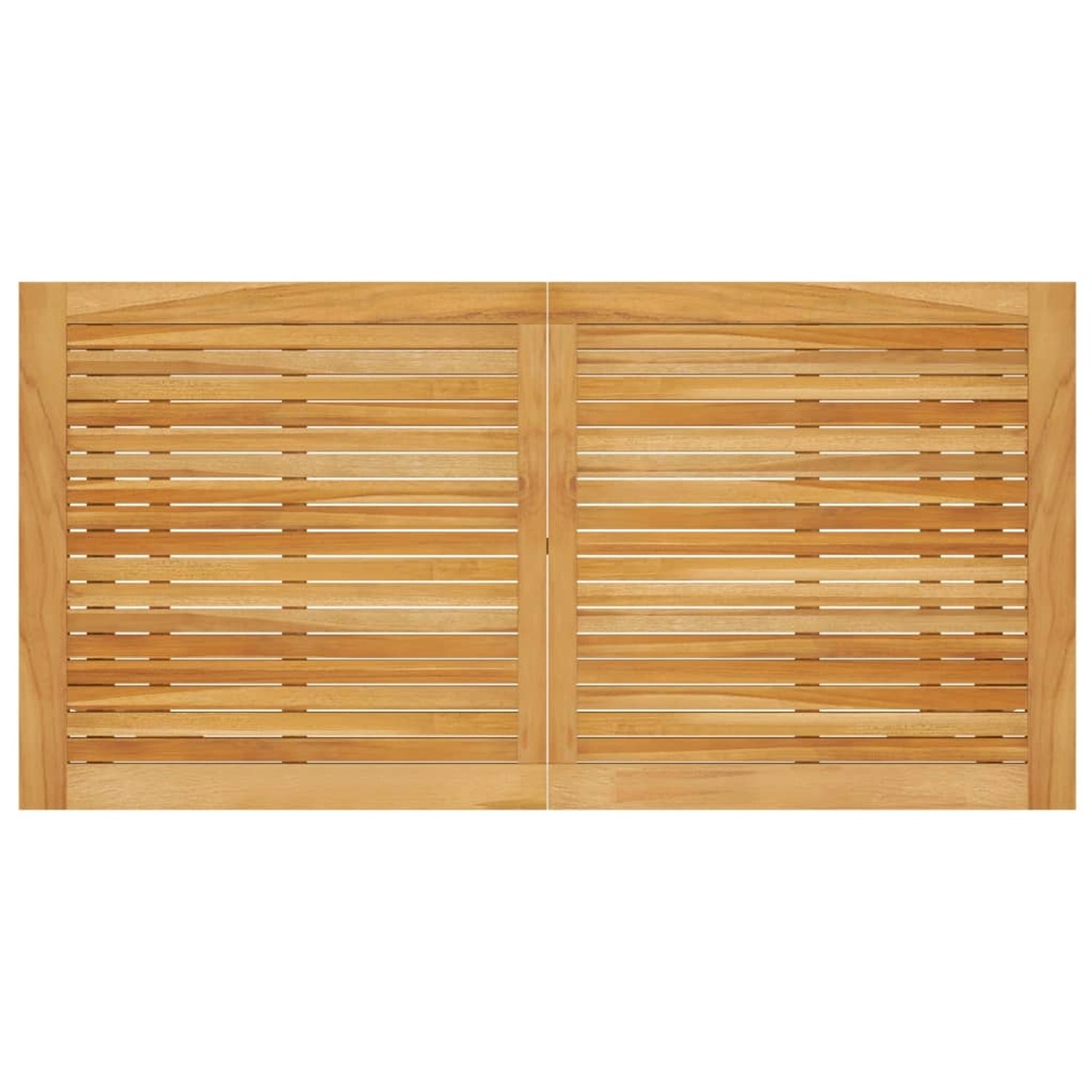 Garten-Esstisch aus Akazie Massivholz, 140x70 cm, mit Lattenmuster auf der Tischplatte.