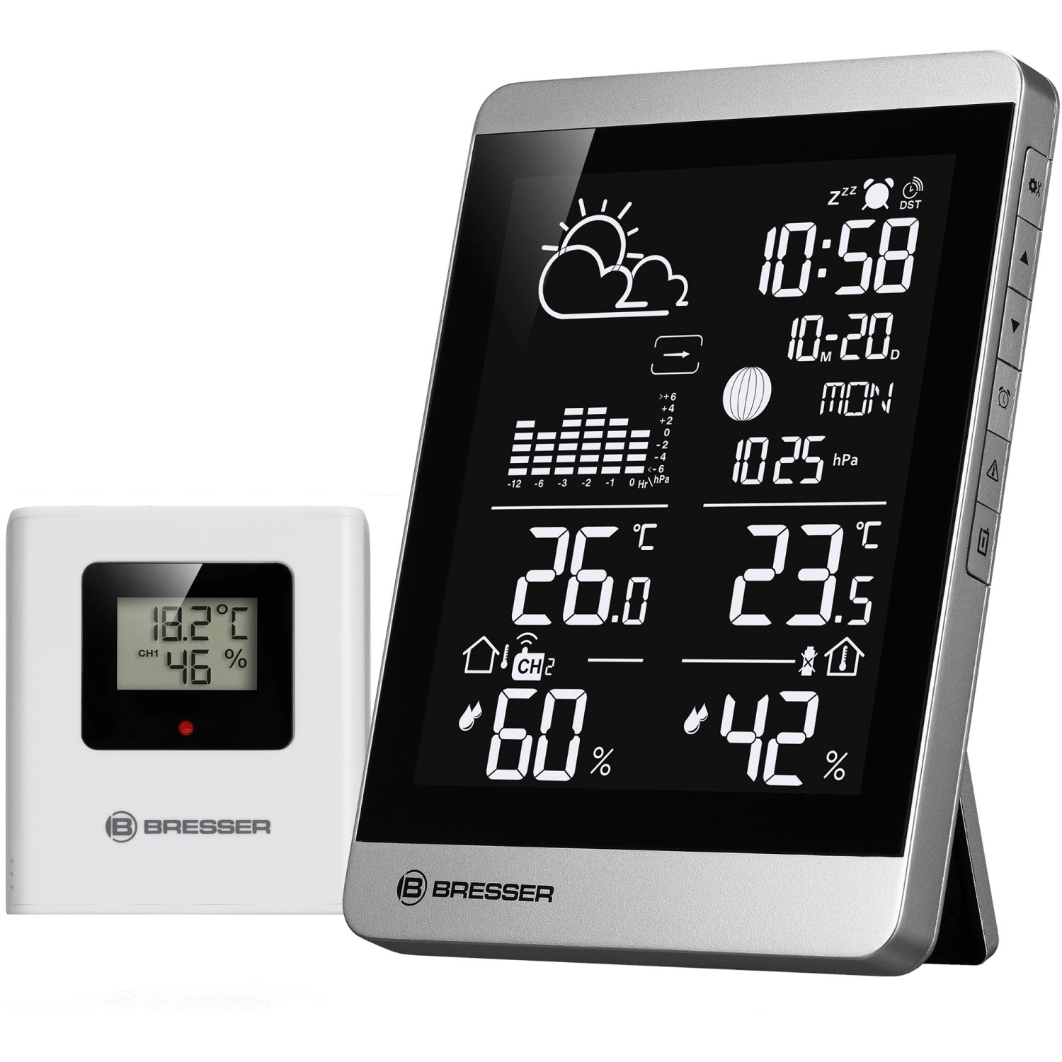 Bresser Funk-Wetterstation ClimateTemp NDV-NEO Silber-Schwarz günstig online kaufen
