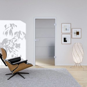 Hansaglas Glastür Streifen 959 x 2097 mm Studio/Office DIN Rechts