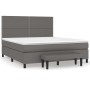 Graues vidaXL Boxspringbett 180x200 cm mit Matratze, Kunstleder und Bank.
