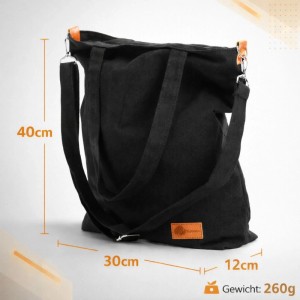 BigDean Canvas Umhängetasche Damen Groß Schultertasche Mit Reißverschluss