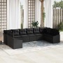 Schwarzes 10-teiliges vidaXL Garten-Sofa-Set aus Poly Rattan. Modulares Lounge Set für Terrasse und Garten.