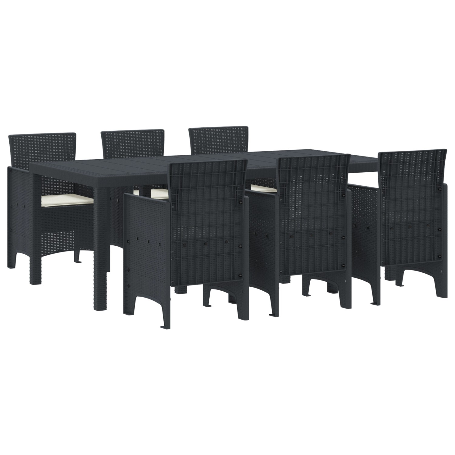 vidaXL 7-Teilige Garten Essgruppe mit Kissen Anthrazit Poly Rattan 3378716 günstig online kaufen