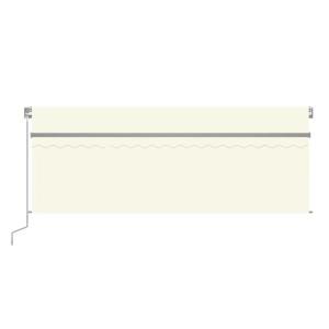 Cremefarbene, manuell einziehbare Markise mit Rollo und LED, 4x3 m, anthrazitfarbenem Aluminiumrahmen und Handkurbel.