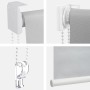 Detailansicht: Gelbes MCW Rollo 110x160cm mit Kettenzug und Montage-Details.
