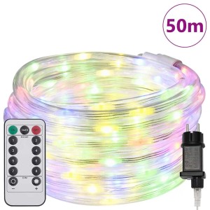 Mehrfarbiges vidaXL Lichtseil mit 1200 LEDs, 50 m Länge, inklusive Fernbedienung für Außen- und Innendekoration.