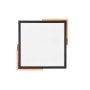 Quadratische LED-Deckenleuchte Meta, schwarz matt, mit hellem Holz-Akzent, 31,5x31,5 cm.