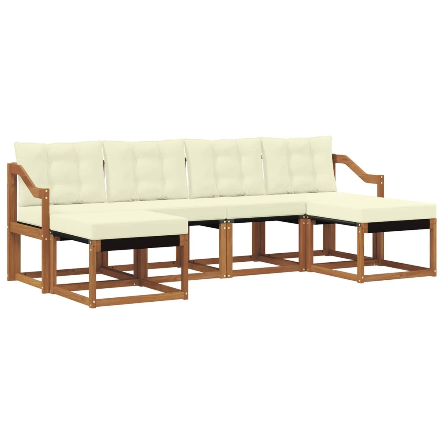 vidaXL Outdoor-Sofagarnitur mit Kissen 6-Tlg Natur und Creme 3368937