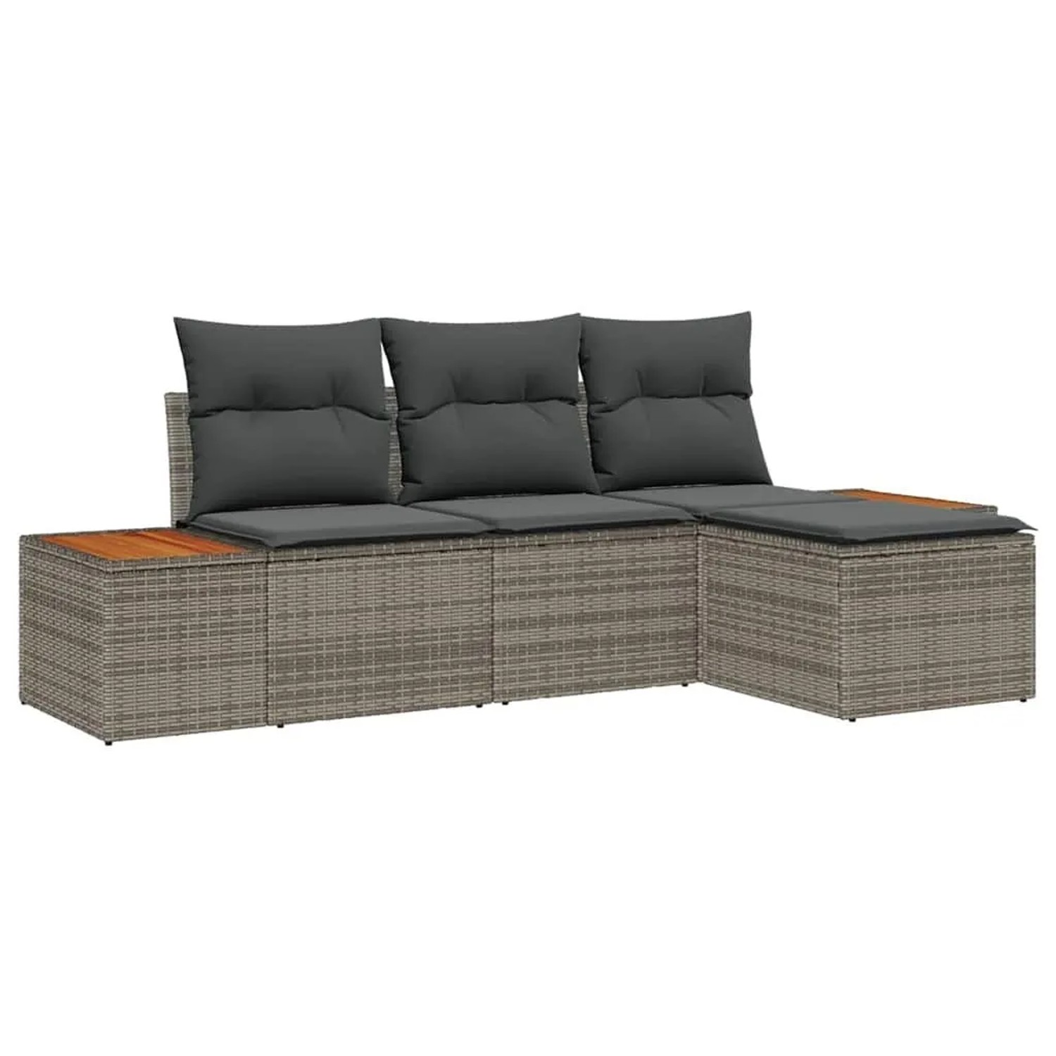 vidaXL Gartensofa-set mit Kissen 4-Tlg Grau Poly-Rattan 3356729 günstig online kaufen