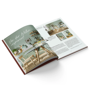 Offenes SCHÖNER WOHNEN Inspirationsbuch mit Einrichtungsideen für Küche und Wohnen.