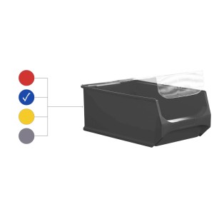 Graue Sichtlagerbox 5.0 mit Abdeckung, 21,8 Liter, für Aufbewahrungssysteme.