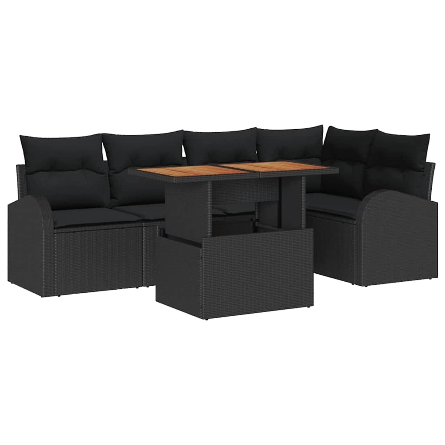 vidaXL Garten-Sofa-Set mit Speicher 6-Tlg Schwarz Poly Rattan 3358326 günstig online kaufen