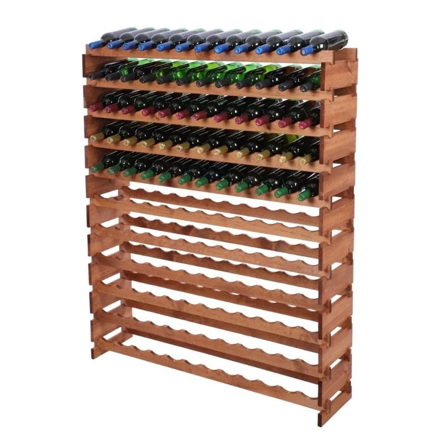 PROREGAL Weinregal VINOTECA FLEX PRO HxBxT 149x123x28cm 132 Flaschen Auf 11 Ebenen Massives Kiefernholz Braun Geölt
