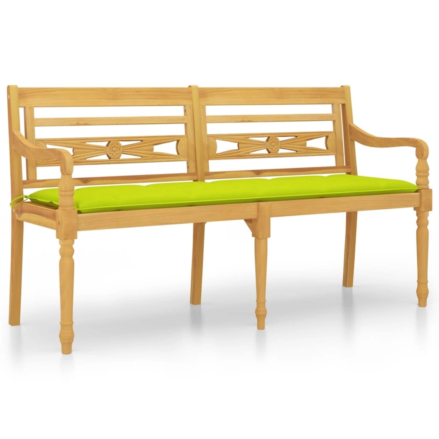 vidaXL Batavia-Bank mit Hellgrünem Kissen 150 cm Massivholz Teak 3100852